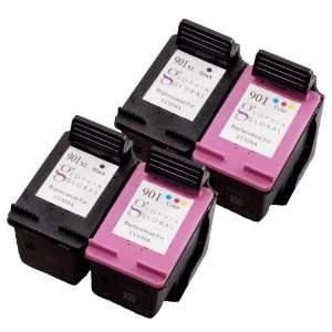  4 pack. Refurbished cartridges for HP 901XL Black and HP 