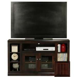   Thin Screen Entertainment Console with Bookcase Sides  Caribbean Rum