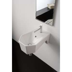  Bijoux Geometric Wall Mount Bathroom Sink in White: Home 