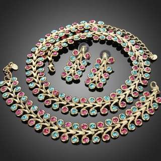   cirrus yellow earrings bracelet necklace set Swarovski Crystals  