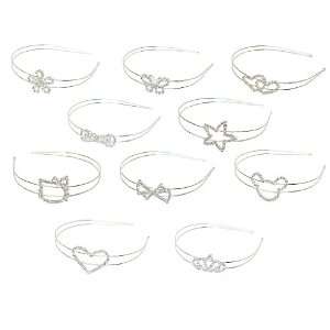  of 10 Bridal Wedding Tiara Crown Double Band with Clear Crystal Hair 