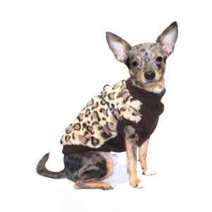 Hip Doggie HD 7BCV Cheetah Mink Dog Sweater Vest in Brown Size: Large