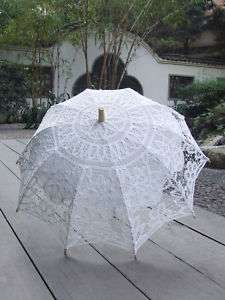 Handmade White Wedding Bridal Lace Parasol Umbrella♥♥  