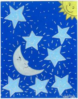 Sun Moon STARS Sky Theme Print Art Nursery Kids Decor  