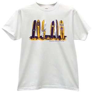  LSU Tigers White Surfboard T shirt: Sports & Outdoors