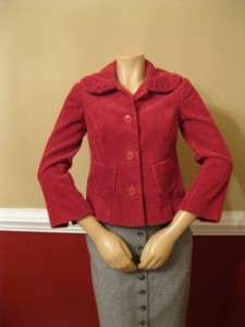 ELEVENSES Anthropologie RED Cord Jacket Blazer 4 NWT  