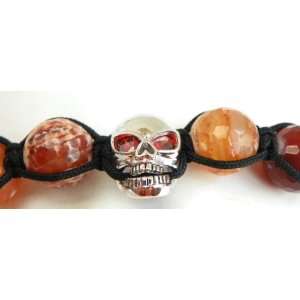   Bracelet with Real Fire Jade and 925 Sterling Silver Scull: Jewelry