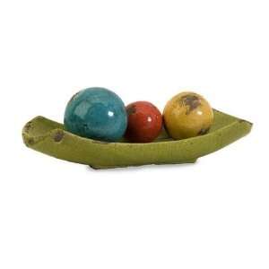 Imax Corporation 40176 4 Mercade Decorative Ceramic Balls in Tray 