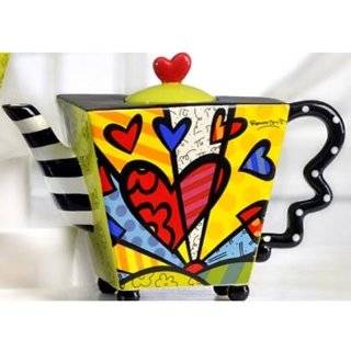   Teapot Square Heart Ceramic Dolomite Tea Pot Infuser Cup Decor New