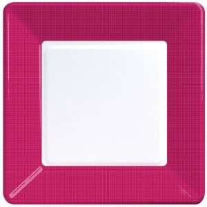  Coordinate Textured Square 7 inch Plates, Hot Magenta 