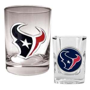  NIB Houston Texans NFL Liquor Rocks & Shot Glass: Sports 