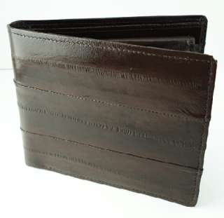 BROWN EEL SKIN LEATHER MENS WALLETS WITH CHANGE PURSE  