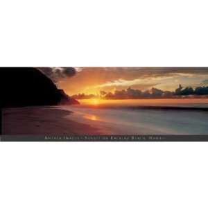  Sunset On Kalalau Beach, Hawaii Poster Print