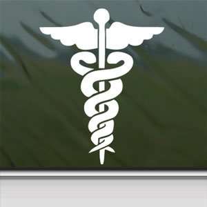  Caduceus Snake Medical Emblem White Sticker Laptop Vinyl 