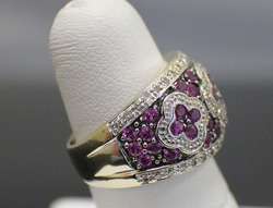   18kt Diamond & Ruby Cocktail Ring size 6.5 Free Shipping!  