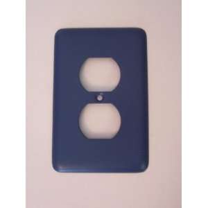   Blue Single Duplex Stamped Steel Outlet Cover Plate: Home Improvement