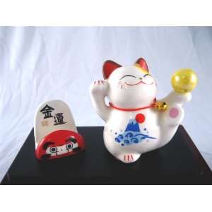  Maneki Neko Lucky Cat Good Fortune Luck with Dharma 