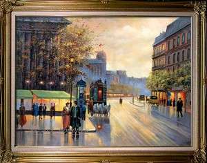 Hand Autumn in Paris Street Scene Art Oil Painting on Canvas 36x48 
