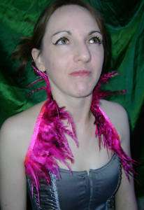 GOTH PINK Feather COLLAR VICTORIAN Steampunk BURLESQUE  