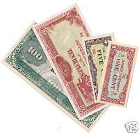Japanese Occupation Currency For Burma (4) Notes CH CU  