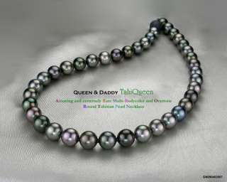 10.00+mm Round Multi Color Tahitian Pearl Necklace  