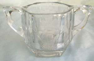 Vintage Open Sugar Bowl Spooner Daisy Pressed Glass  