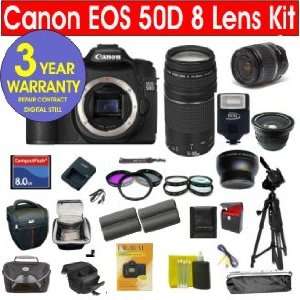 Canon EOS 50D 15.1 MP Digital SLR Camera with 8 Lens Deluxe Camera 