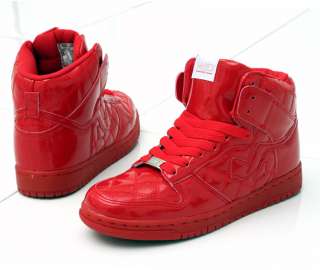 NEW Mens Shiny Red High Top Fashion Sneakers Trainers Shoes size US 6 