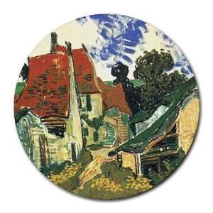  Villages Street in Auvers By Vincent Van Gogh Round Mouse 
