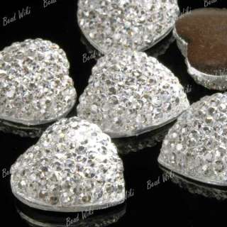   Flatback Heart Love Imitation Diamond Resin Cabochon Bead 16x16 RB510