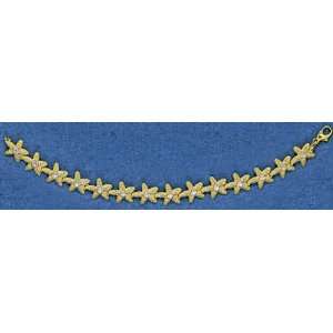 Mark Edwards 14K Gold 7 1/4 Pave Stippled Starfish Bracelet  