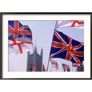  Union Jack and Other Flags, London, England Framed 