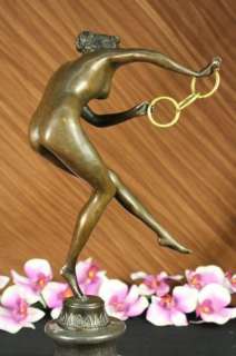   deco girl with Ring Loops CL.JR.COLINET Sculpture Nouveau Lrge  