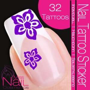  Nail Tattoo Sticker Blossom / Flower   purple: Beauty