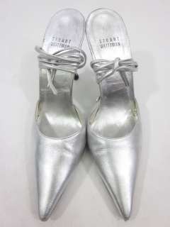 STUART WEITZMAN Silver Pointed Toe Pumps In Box 6  