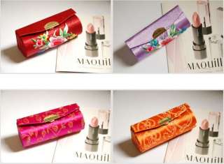 Embroidered Silk Lipstick Cosmetic Powder Boxes Case  