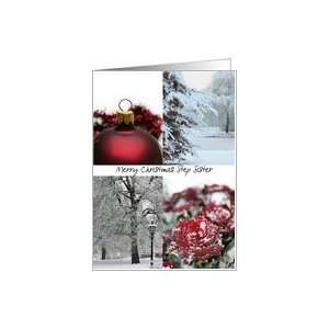 Step Sister Red Winter collage christmas card Card