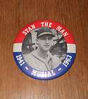 Stan The Man Musial 1941 1963 Pinback Button~3 1/2~e​xc