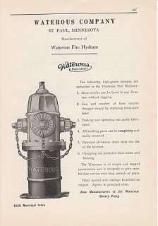 1928 Waterous Co St Paul MN Ad Waterous Fire Hydrant  