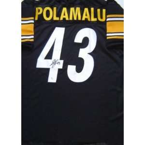  Troy Polamalu Autographed Black Custom Jersey: Sports 