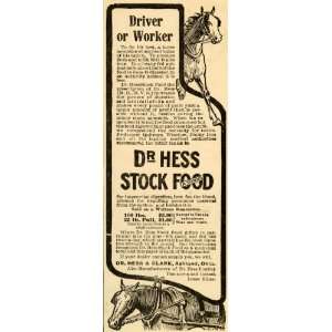 1907 Ad Dr Hess & Clark Ashland Ohio Stock Food Tonic   Original Print 