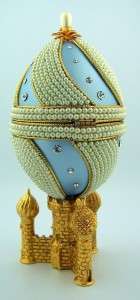 Authentic Goose Egg Russian Jewelry Box Rose Keepsake  