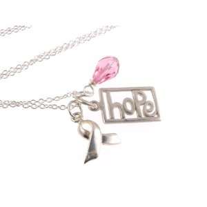    Hope Breast Cancer Awareness Pink Crystal Necklace: Jewelry