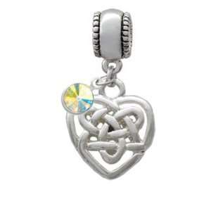  Small Silver Celtic Heart Knot European Charm Bead Hanger 