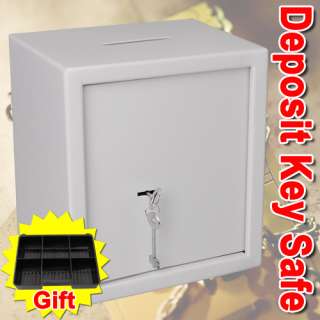   Drop Slot Safe Cash Coin Cabinet Gun Box Key Lock Home Security  