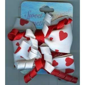   Gifts  PPVAL144P White Bow Hearts Hair Ties 