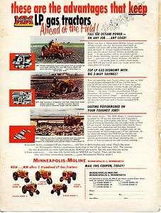 1954 Minneapolis Moline MM G Z U UB & ZB Farm Tractor Ad  