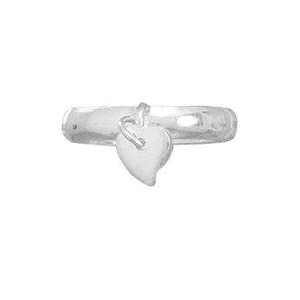   Silver Heart Dangle Charm Thin Band Adjustable Toe Ring: Jewelry