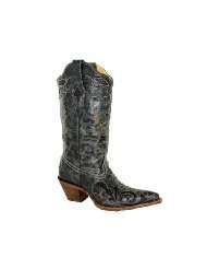 Womens Corral Pull On Lizard Overlay Boots