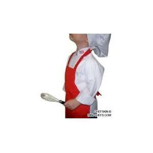  CHEFSKIN M Set RED Apron + WHITE Hat Chef Costume Fits 